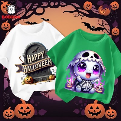 Áo cộc tay bé trai bé gái BOBDOG chất cotton in hình Halloween cute ngộ nghĩnh cho bé