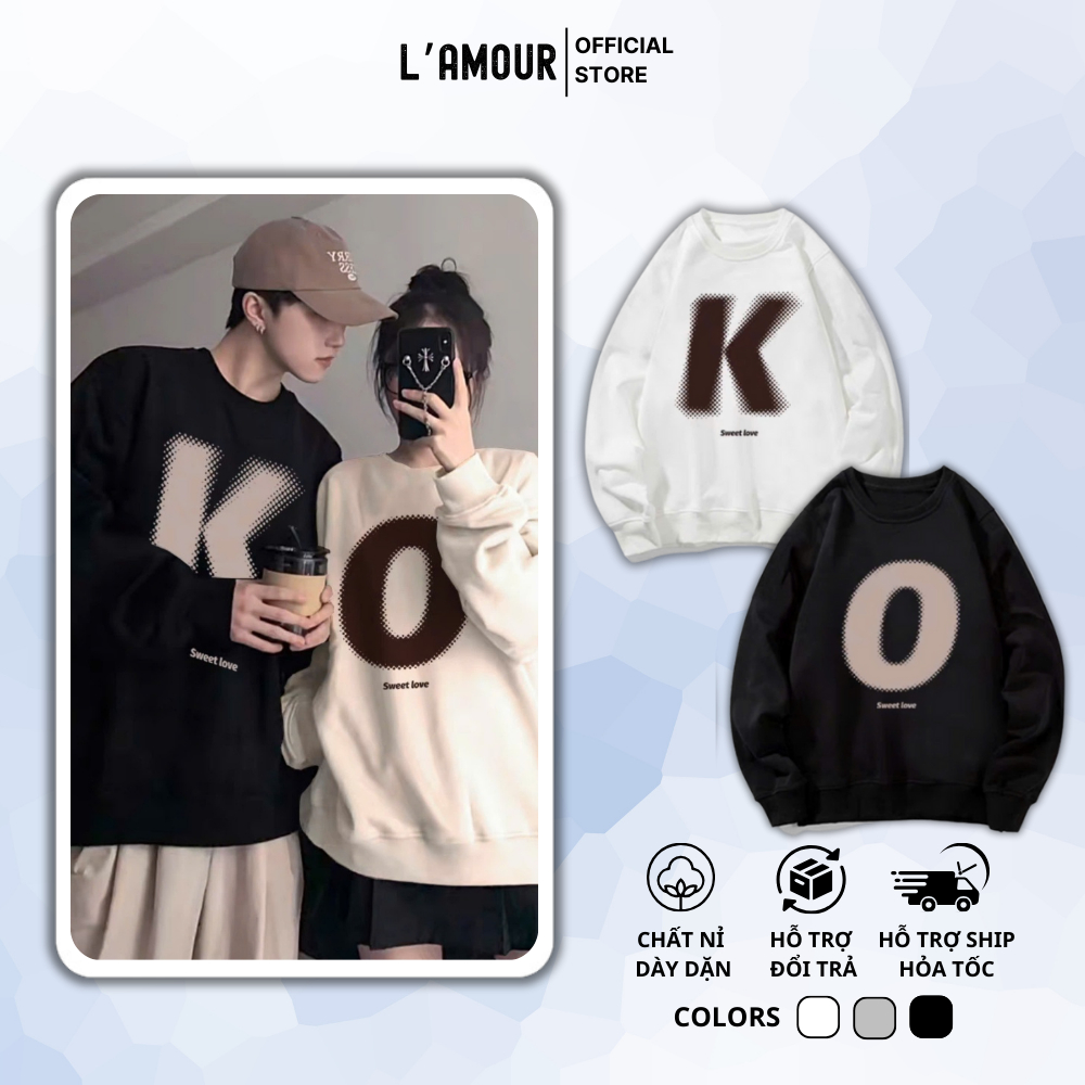 Áo Hoodie , áo hoodie đôi Sweater nam nữ K .O , hoodie có mũ nỉ cotton mịn from Hàn Quốc [A092]