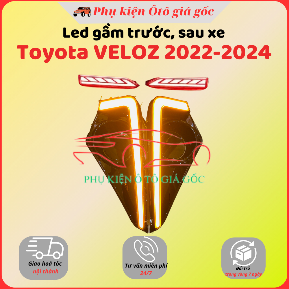Bộ đèn led gầm trước, sau xe Toyota Veloz Cross 2022 - 2024 - 3 chế độ phanh, langtec và xinhan - mẫ