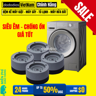 Bộ 4 Miếng Đế Đệm Cao Su Lót Kê Chân Máy Giặt Chống Rung Ồn, Rỉ Sét, Đế Kê Chân Bếp Ga - Chính Hãng Dododios