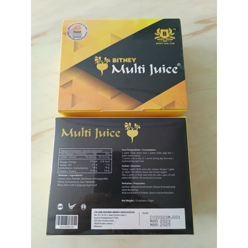 Multi Juice Bitney - Nhập khẩu Malaysia 1 hộp = 10 gói