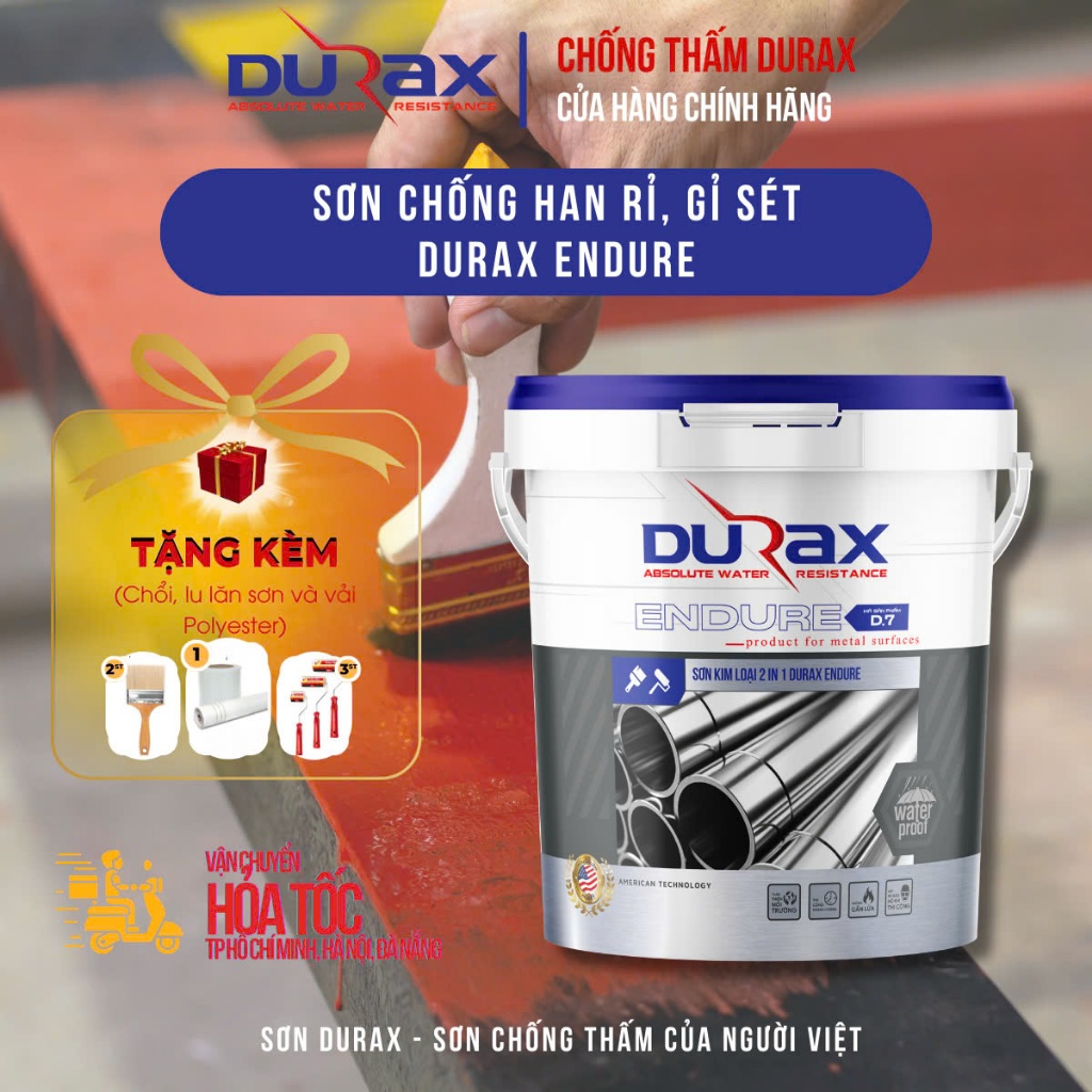 [DURA ENDURE]Sơn Chống Han Rỉ, Gỉ Sét Kim Loại - Phù Hợp Với Bề Mặt Thép, Kim Loại, Gang, Thép Gỉ