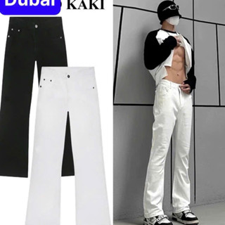 QUẦN JEANS NAM NỮ ỐNG LOE CHẤT BÒ UNISEX TRẮNG ĐEN TRƠN PHONG CÁCH HOT TREND 2024 - DUBAI FASHION