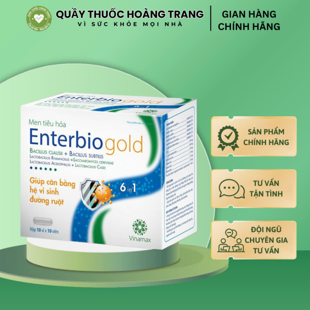 Bổ Sung Lợi Khuẩn Enterbio Gold (Vinamax) Hộp 10 Vỉ X 10 Viên