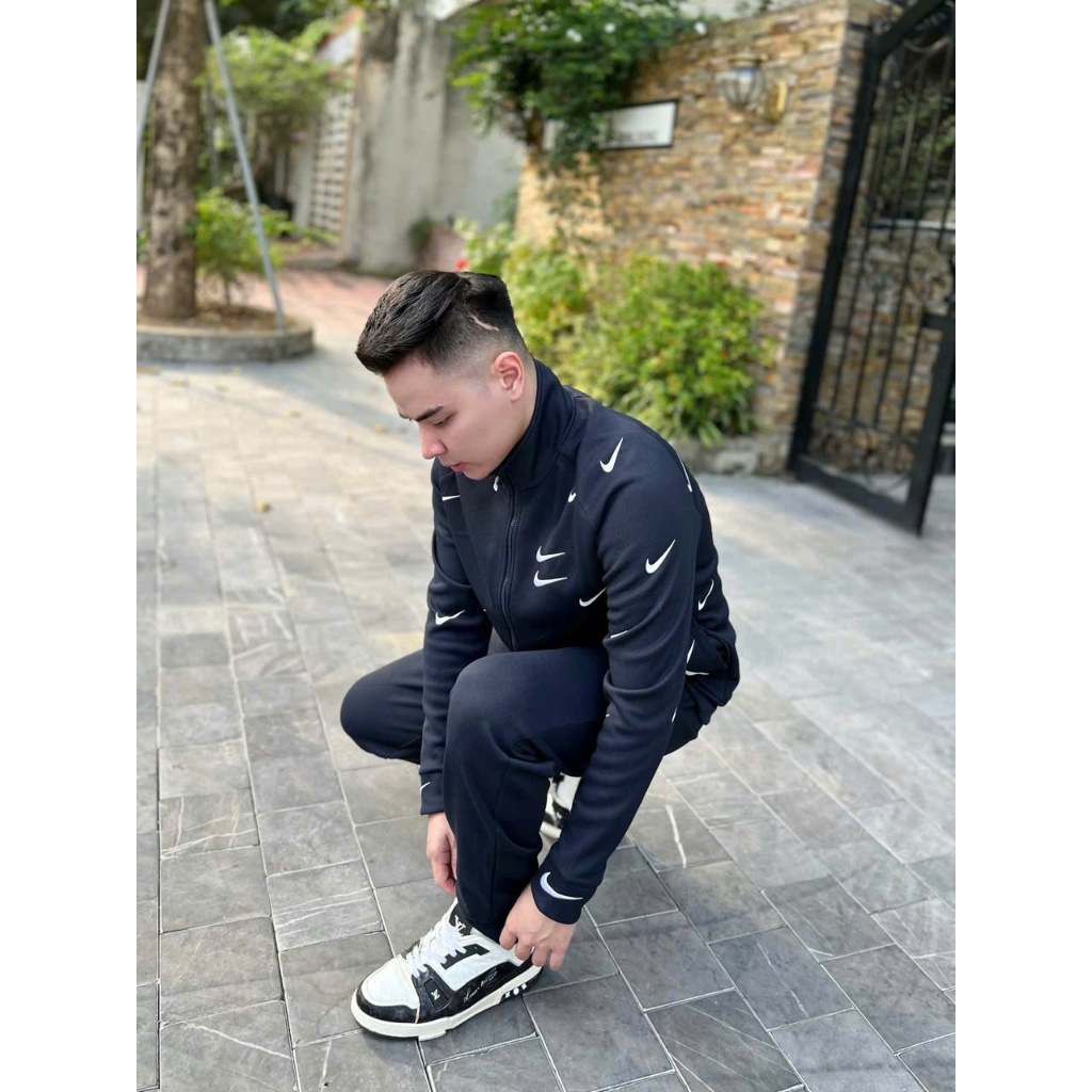 Bộ thể thao nam chất nỉ mùa thu đông Nike màu đen họa tiết,đồ thể thao thoáng khí siêu nhẹ cao cấp neww2024
