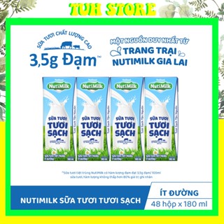 Lốc 4 Hộp Sữa Tươi Tươi Sạch Ít Đường Nutimilk 180ml-TUH