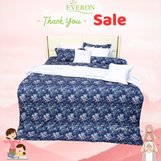 Everon drap ga phủ/ chun trần, bộ chăn ga gối màu xanh đậm in họa tiết chất Modal sồi giảm giá EPM 20063