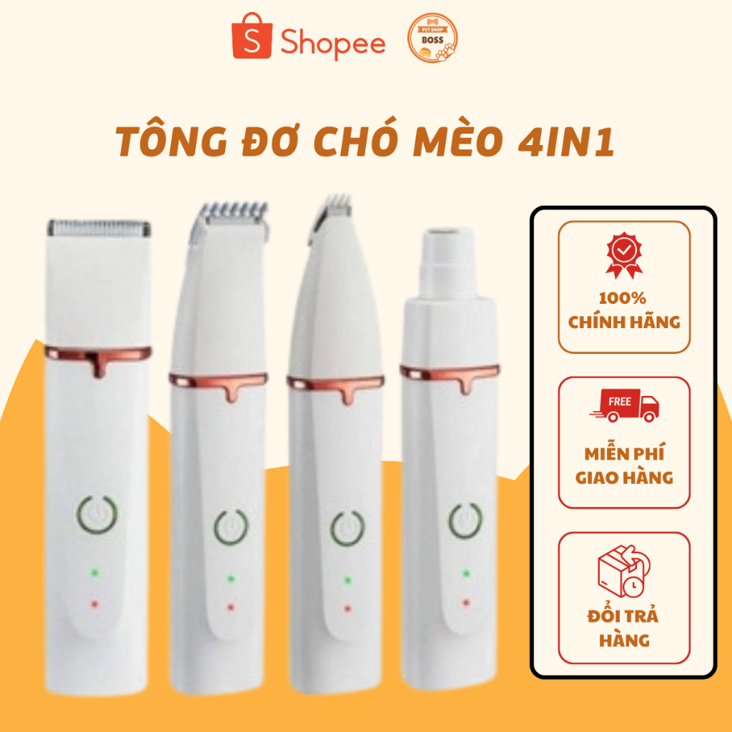 Tông đơ cắt tỉa lông cho chó mèo 4in1 siêu bên và tiện lợi,Tăng Đơ Cắt Lông Chó Đa Năng Chuyên Dụng