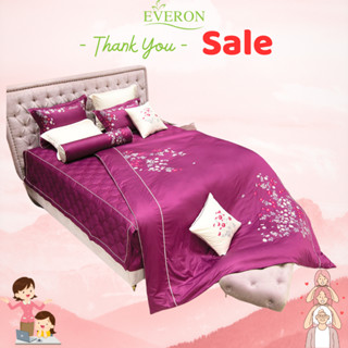 [1m6*2m] Everon drap ga phủ, bộ chăn ga gối màu tím đỏ Cotton giảm giá ESC 20001