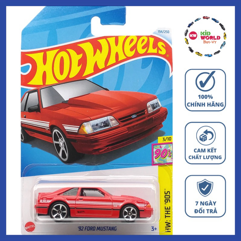 Xe mô hình Hot Wheels basic '92 Ford Mustang HTB05.