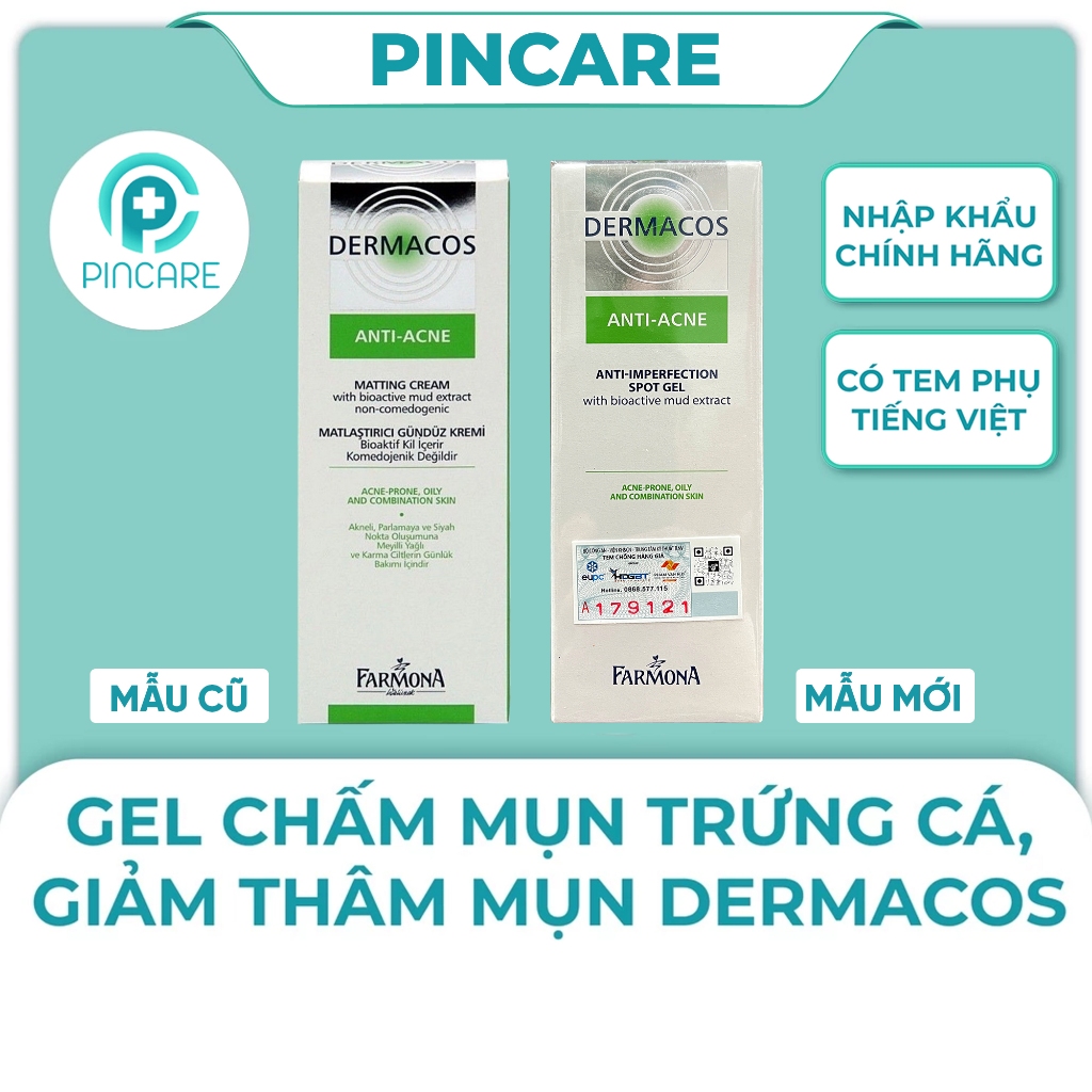 Gel chấm mụn giảm viêm Dermacos Anti Acne Anti Imperfection Spot Gel 15ml - Hàng chính hãng - Nhà thuốc PinCare