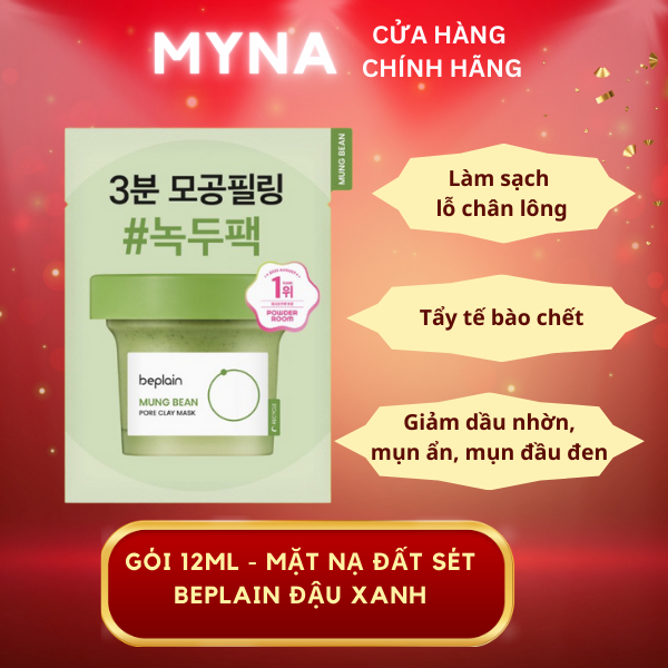 [SAMPLE 12ML] Gói Mặt Nạ Đất Sét Đậu Xanh beplain Mung Bean