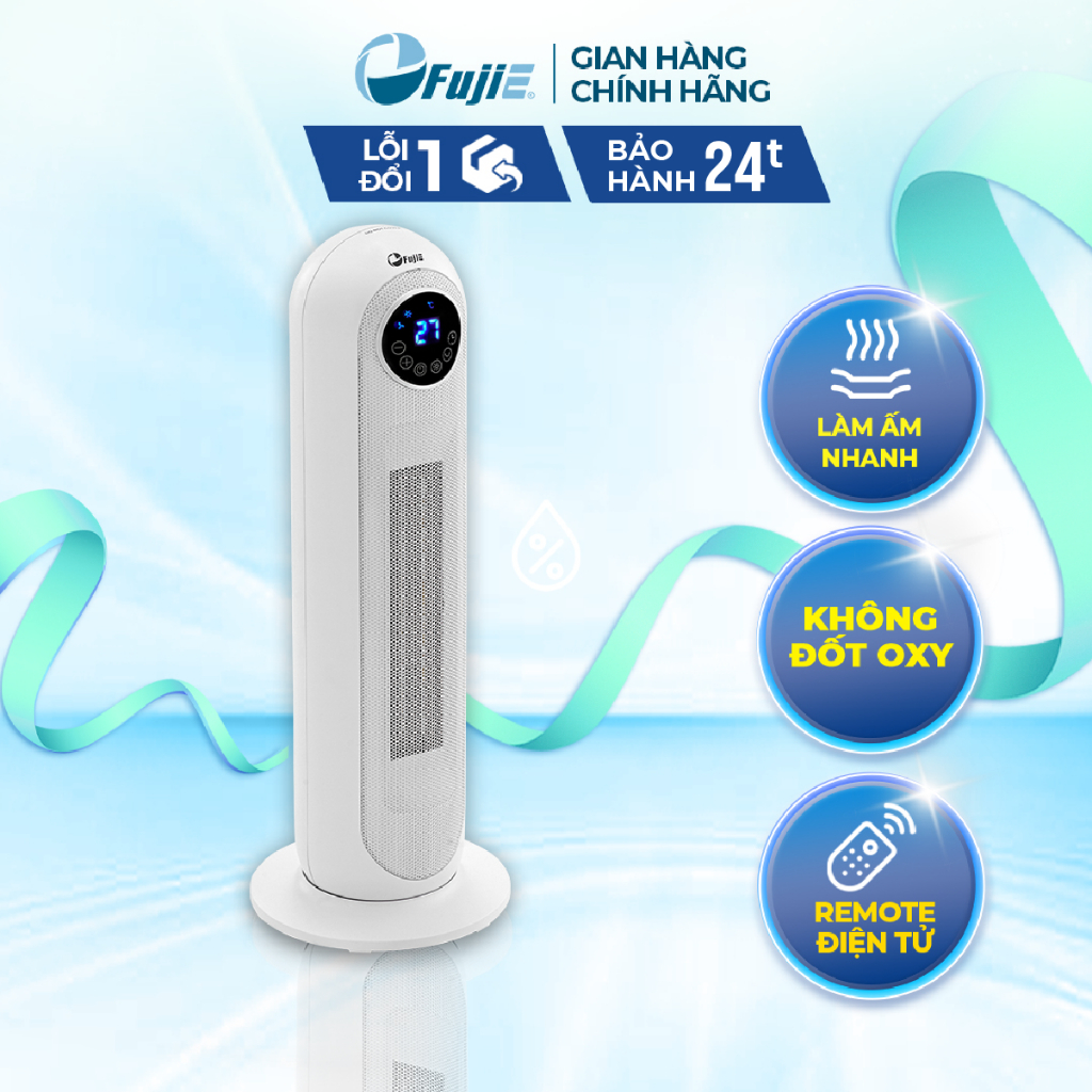 Quạt sưởi gốm Ceramic FujiE CH-2300 Máy sưởi ấm để sàn 20m2 - Điều khiển từ xa - Bảo hành toàn quốc