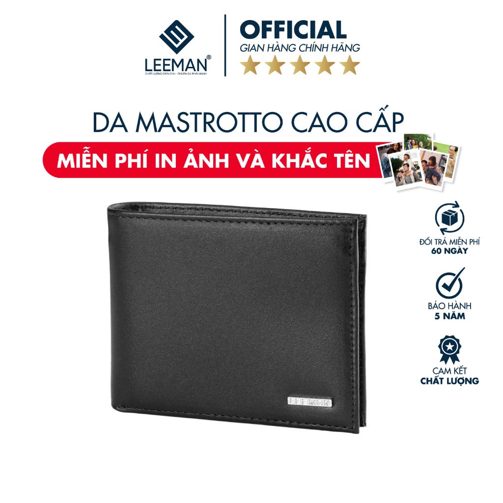 [ CÓ KHẮC TÊN ] Ví Nam Cao Cấp Andrew Chính Hãng LEEMAN Thiết Kế Nhỏ Gọn Có Khóa Kéo Bóp Da Nam Đẹp
