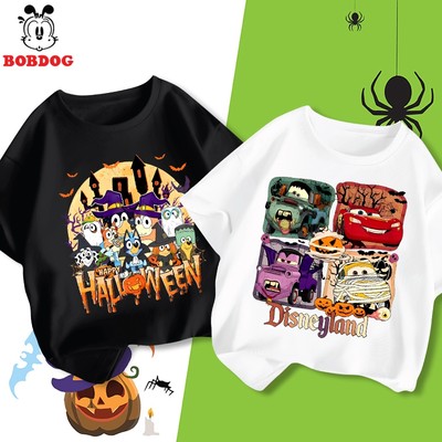 Áo phông cộc tay BOBDOG chất liệu cotton in hình Ô TÔ Halloween ngộ nghĩnh cho bé