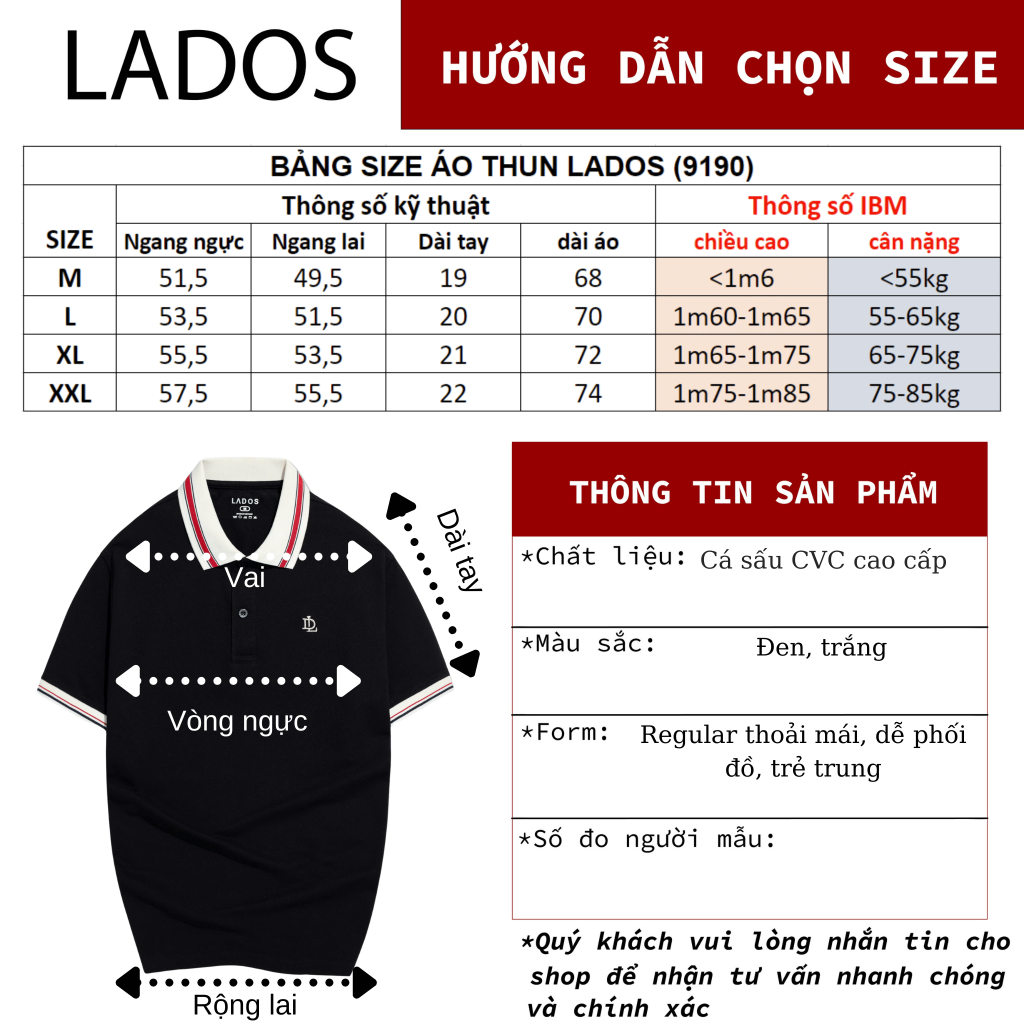 Áo thun polo ngắn tay thun cá sấu nam LADOS-9190 cổ phối bo chun form basic sang trọng thanh lịch | BigBuy360 - bigbuy360.vn