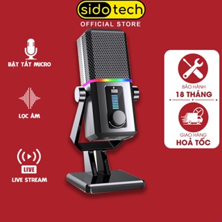 Micro thu âm để bàn SIDOTECH HK2 lọc âm livestream hát karaoke led rgb kết nối usb cho laptop máy tính cao cấp