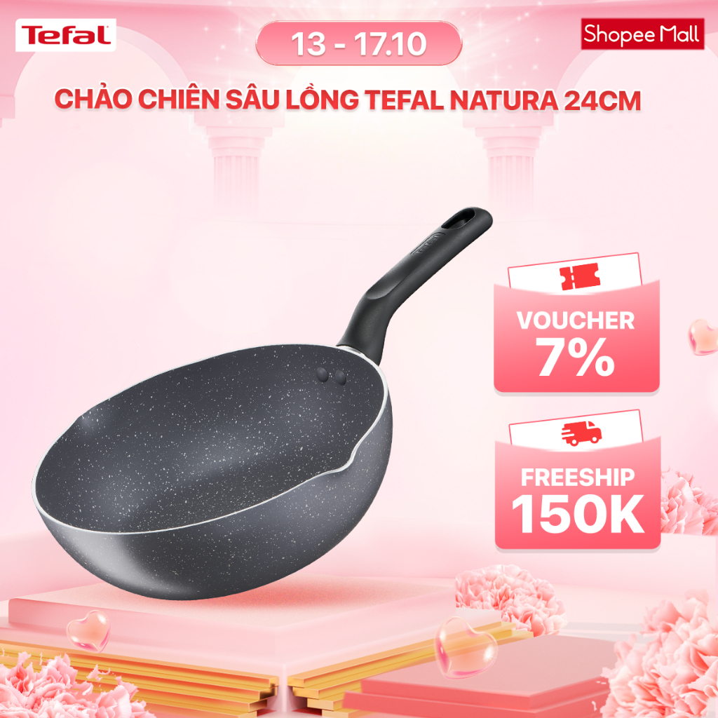 Chảo chiên sâu lòng vân đá Tefal Natura B2266495 24cm