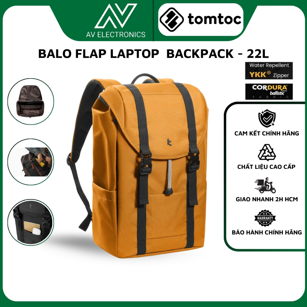 Balo Tomtoc Flap Laptop (Usa) Backpack For 13-16 Inch Macbook Laptop, Large Capacity 22L - TA1 - HÀNG CHÍNH HÃNG
