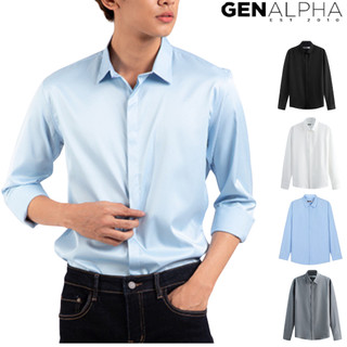  Áo sơ mi nam dài tay giấu nút vải lụa chéo GEN ALPHA ZA.RA cổ Đức sơ mi giấu nút sang trọng GEBR4 