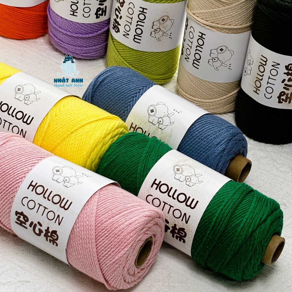 Sợi dệt Hollow cotton 2 mm, sợi cotton 150g móc túi nón 30 màu