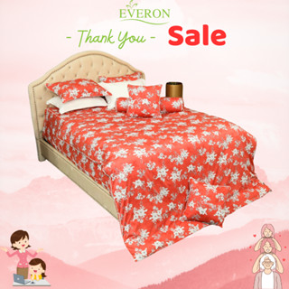 Everon drap ga phủ, ga chun trần, bộ chăn ga gối màu cam in họa tiết chất Modal sồi giảm giá EPM 20064