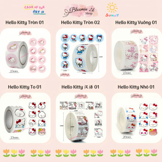 [SẴN HÀNG] Cuộn 500 Sticker Nhãn Dán Hello Kitty Họa Tiết Hoạt Hình Ngộ Nghĩnh Bloomin2k Cute Trang Trí