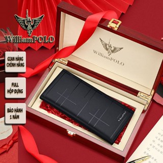  Ví dài nam hàng hiệu WilliamPOLO chất liệu da bò FULL hộp túi xách POLO211563 