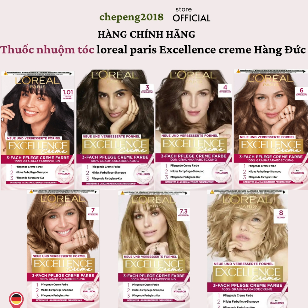  THUỐC NHUỘM TÓC LOREAL PARIS EXCELLENCE CREME ĐỦ MÀU 