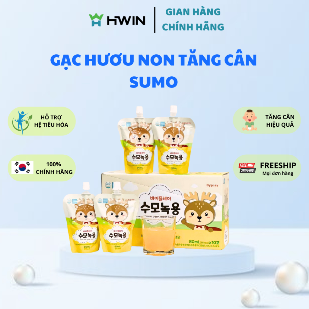 Gạc Hươu Non Tăng Cân SUMO Hàn Quốc Ăn Ngon, Tăng Cân, Tăng Sức Đề Kháng, Miễn Dịch Cho Bé 1 hộp 10 Gói x80ml