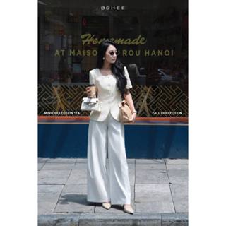 [ BOHEE ] Áo ngắn tay cổ vuông màu kem - A437