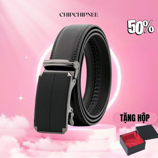 Thắt Lưng Nam Da Thật | Dây Nịt Nam Da Bò Mặt Khóa Tự Động Cao Cấp - Tặng Kèm Hộp chipchipnee | TL NHAM