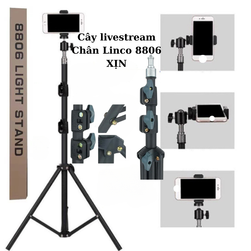 Cây livestream điện thoại 3 chân có kẹp điện thoại hỗ trợ chụp ảnh quay video gậy livestream | BigBuy360 - bigbuy360.vn
