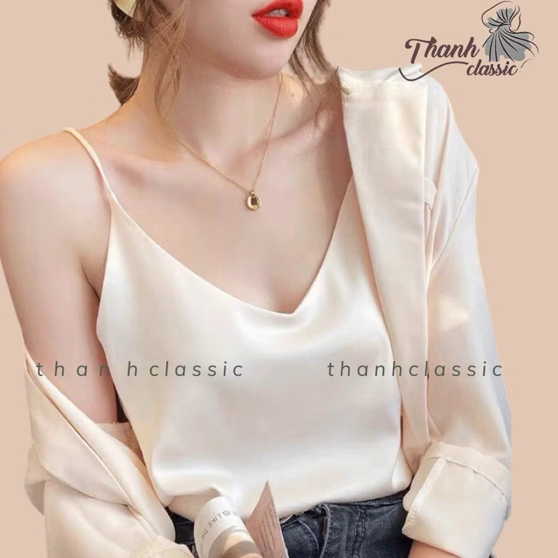 Áo 2 dây cao cấp, áo vải lụa latin cao cấp mặc kèm blazer, chất vải mềm mịn, không nhăn -THANHCLASSIC