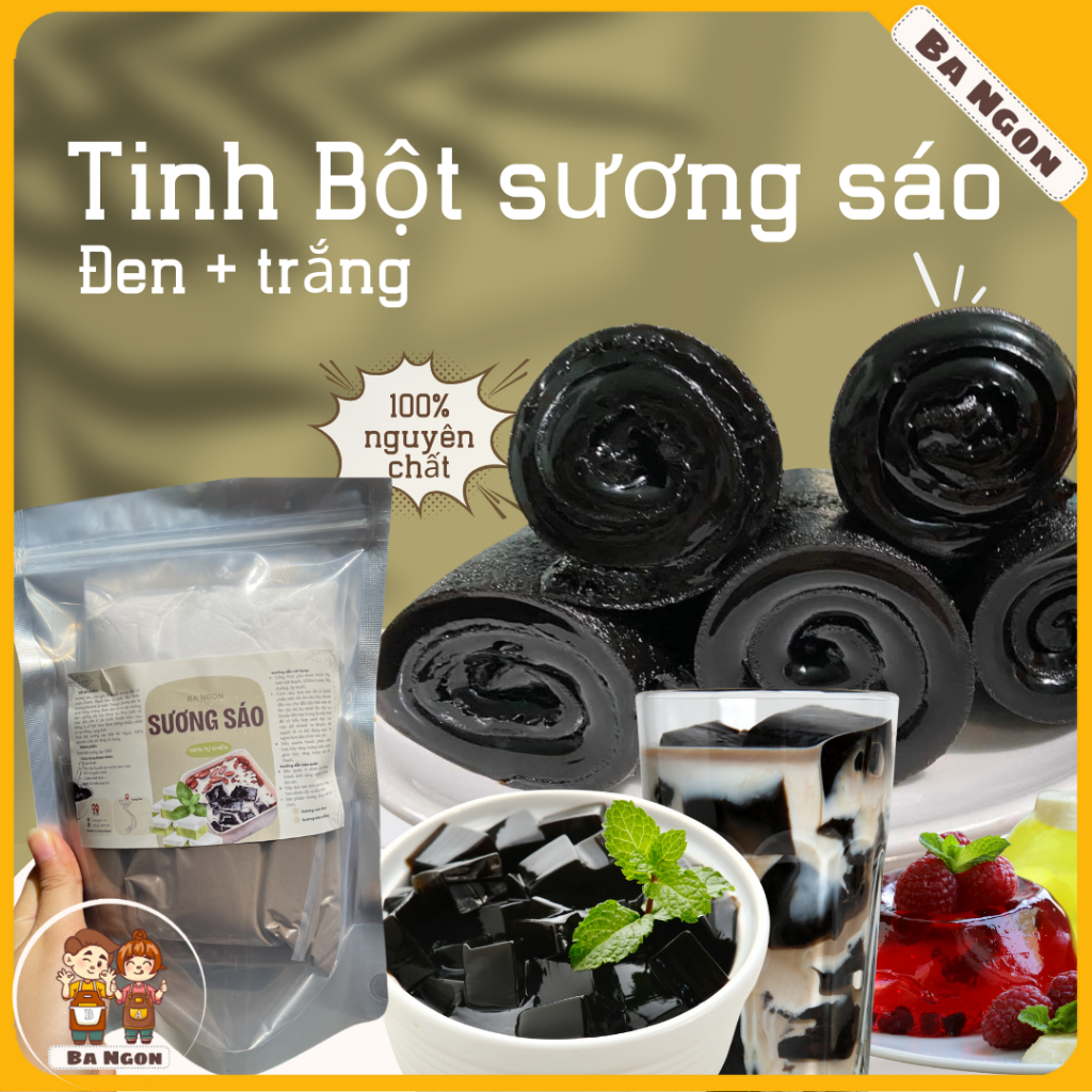 Tinh bột sương sáo - bột sương sáo đen và trắng, hàng nguyên chất rất thơm