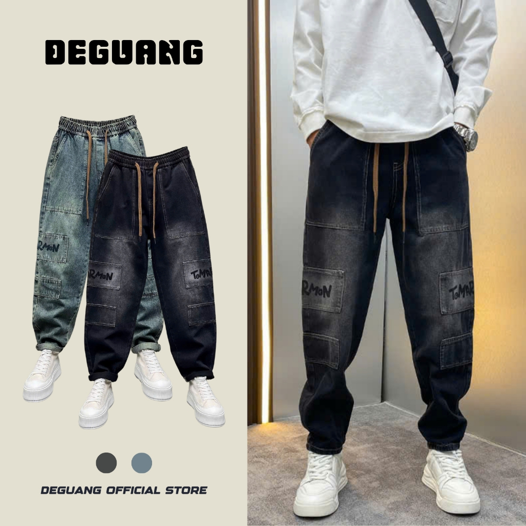 Quần Jean Nam Ống Suông Dáng Baggy Quần Bò Cạp Chun Chất Jean Co giãn Mặc Thoải Mái [ BGJ - 089 ]