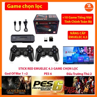Máy Chơi Game Stick RED  HĐH Emuelec 4.3 Cài Sẵn Full Game Chọn Lọc - Tinh Chỉnh Chơi Mượt - Kèm 2 Tay cầm không dây
