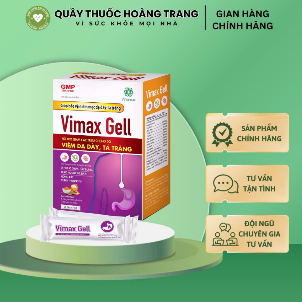 Gói Dạ Dày Vimax Gell Giảm Ợ Hơi Ợ Chua, 20 Gói/Hộp