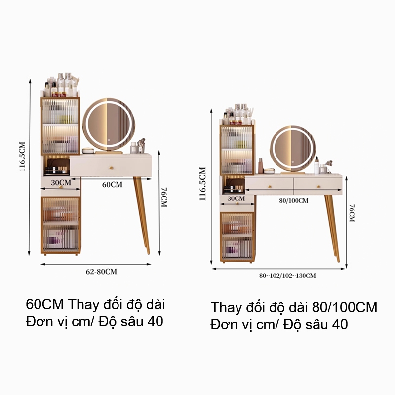 ALVIN Bàn trang điểm Có thể mở rộng bàn trang điểm đơn giản kèm tủ để đồ tủ lưu trữ tủ đầu giường | BigBuy360 - bigbuy360.vn