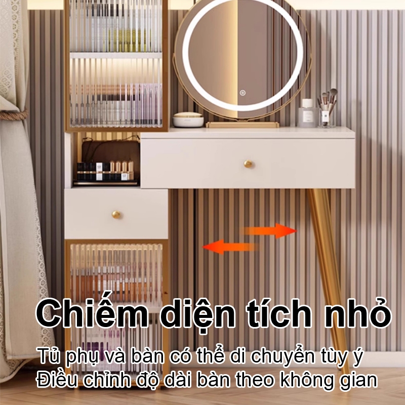 ALVIN Bàn trang điểm Có thể mở rộng bàn trang điểm đơn giản kèm tủ để đồ tủ lưu trữ tủ đầu giường | BigBuy360 - bigbuy360.vn