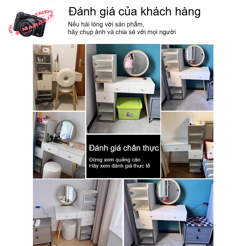ALVIN Bàn trang điểm Có thể mở rộng bàn trang điểm đơn giản kèm tủ để đồ tủ lưu trữ tủ đầu giường | BigBuy360 - bigbuy360.vn