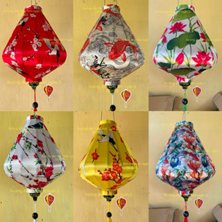 Đèn lồng hội an kim cương vải 3d chuyên trang trí nhà cửa treo trung thu tết(30,40,45cm)