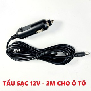 Tẩu Sạc 12V DC 5.5mm x 2.1mm Cho Ô TÔ, dài 2 mét.  Công xuất tối đa 50w