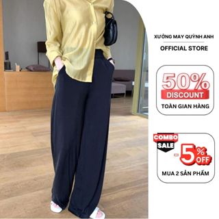 Quần suông ống rộng công sở cho nữ vải vitex khoá sườn cao cấp - Q20