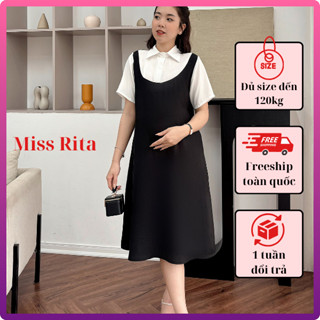 Váy bầu công sở bigsize xinh Yếm bầu dáng suông đầm bầu chữ A yếm liền áo tay cộc mùa hè thiết kế bởi Miss Rita