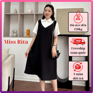 Váy bầu công sở xinh Yếm bầu pha trắng cổ đức Đầm bầu dáng suông tay cộc đủ size đến 120kg thiết kế bởi Miss Rita