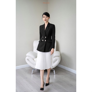 Áo vest nữ thiết kế chiết eo cao cấp màu đen MAJCO,  Áo blazer nữ sang chảnh phối chân váy bút chì