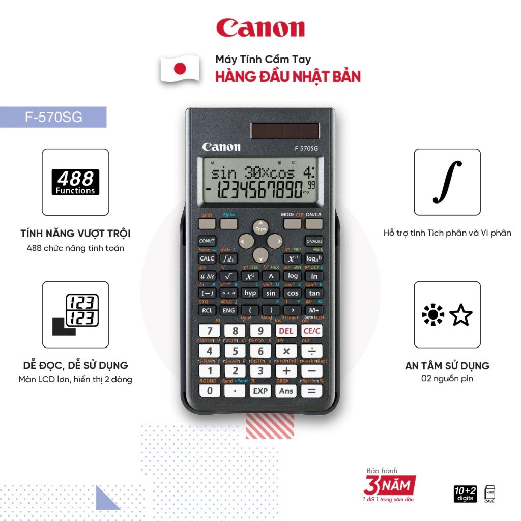 Máy tính khoa học cho học sinh CANON F-570SG bảo hành điện tử 3 năm chính hãng