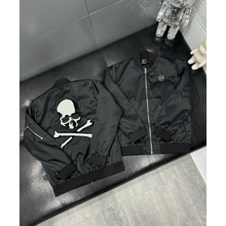 Áo Khoác Nam Philip Hình Đầu Lâu Sau Lưng Mới Nhất - Áo Bomber Nam Philipp Plein Chất Gió Hàng 2 Lớp Cao Cấp