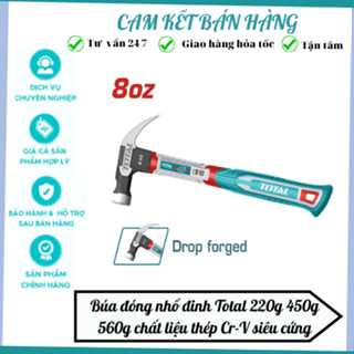 Búa đóng đinh đa năng TOTAL thép Carbon siêu cứng búa nhổ đinh cầm tay đóng đinh bê tông, tường, gỗ